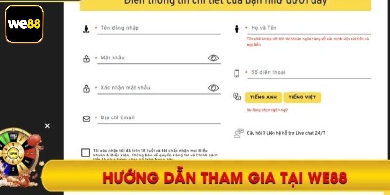 Hướng dẫn đăng ký We88 khi gặp lỗi